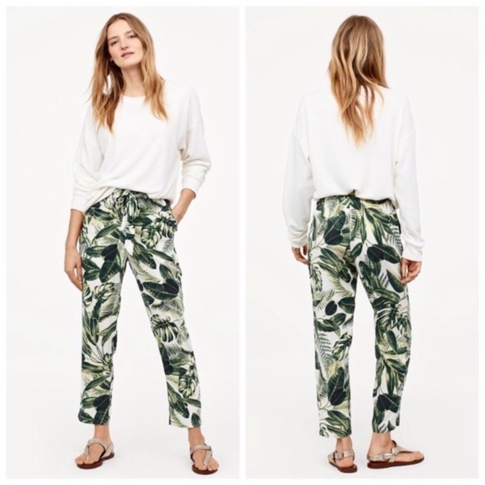 h&m tropical leaf pants